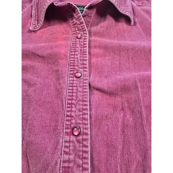 VTG Eddie Bauer Pink Corduroy Pearl Snap Button Down Shirt Women’s Large - Picture 4 of 16